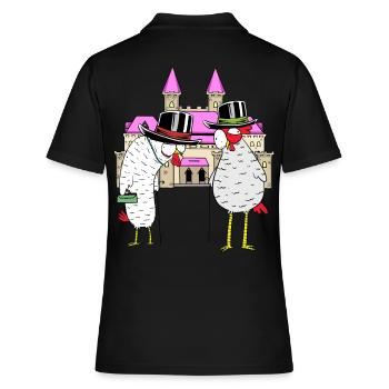 Schloss Huhn Hühner königlich Federvieh Burg - Frauen Polo Shirt - Schwarz - Hinten - Ailine (174cm)