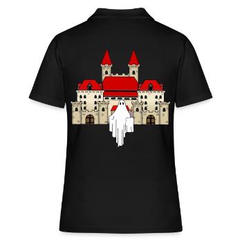 Schloss Geist Gespenst Spuk Mitternacht spuken - Frauen Polo Shirt - Schwarz - Hinten - Ailine (174cm)