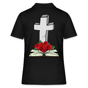 Croix Bible Livre Jésus Dieu Résurrection Mort - Polo Femme - noir - Dos - Ailine (174cm)