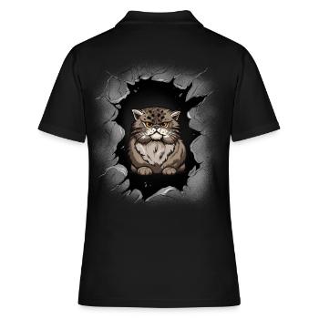Katze Hauskatze Katzen Kinder - Frauen Polo Shirt - Schwarz - Hinten - Ailine (174cm)