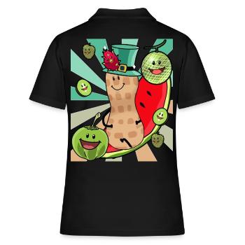 Obsr Früchte Genuss Erdnuss Erdnüsse Sommer - Frauen Polo Shirt - Schwarz - Hinten - Ailine (174cm)