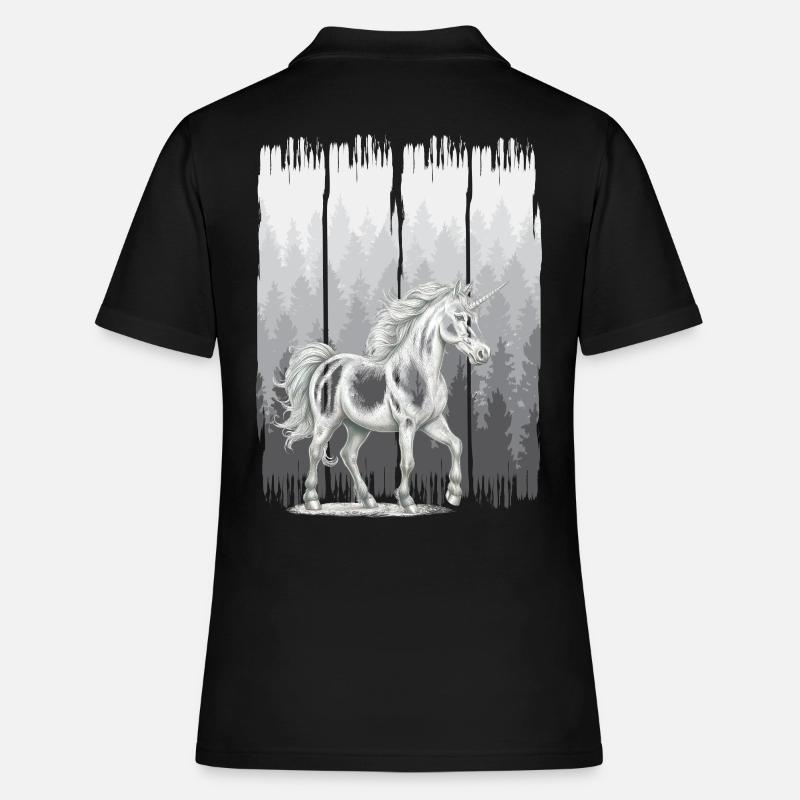 Wald Pferd Pferde Einhörner Einhorn Wildpferd - Frauen Polo Shirt - Schwarz