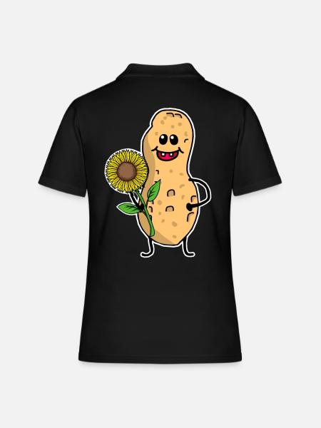 Cacahuète Cacahuète Drôle Mignon Tournesol - Polo Femme - noir