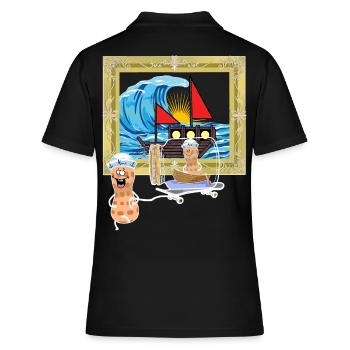 Erdnuss Schiff Seefahrt Seemänner Flaschenpost - Frauen Polo Shirt - Schwarz - Hinten - Ailine (174cm)