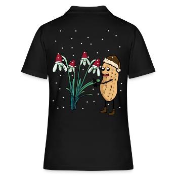Erdnuss Frühling Schnee Garten Blumen Frost - Frauen Polo Shirt - Schwarz - Hinten - Ailine (174cm)