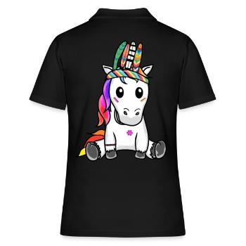 Licorne Licornes Hippie Hippies Chaman - Polo Femme - noir - Dos - Ailine (174cm)