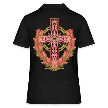 Croix Roses Croix Croix Jésus Dieu - Polo Femme - noir - Dos - Ailine (174cm)