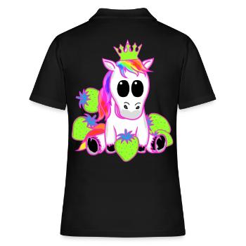 Licorne Licornes Fraise Princesse Animal Mythique - Polo Femme - noir - Dos - Ailine (174cm)