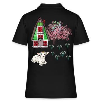 Joyeuses Pâques Agneau Schaff Pâques Nature Printemps - Polo Femme - noir - Dos - Ailine (174cm)