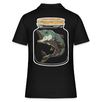 Fisch Fische Angler Angeln Fischen - Frauen Polo Shirt - Schwarz - Hinten - Ailine (174cm)
