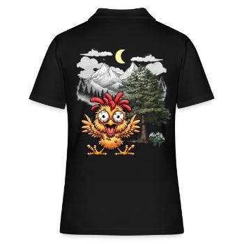 Crazy Chicken Poulets Poule Wild West Nature - Polo Femme - noir - Dos - Ailine (174cm)