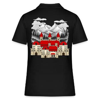 König Könige Märchen Schloss Festung Gurg Ritter - Frauen Polo Shirt - Schwarz - Hinten - Ailine (174cm)