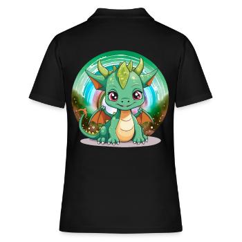 Drache Kinder Drachen Kind - Frauen Polo Shirt - Schwarz - Hinten - Ailine (174cm)