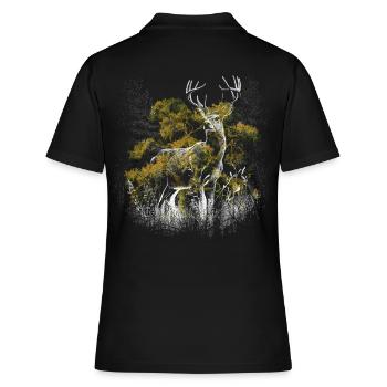 roe deer deer antlers natural wild roe deer - Women's Polo Shirt - black - Back - Ailine (174cm)