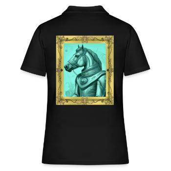 Mittelalter Pferd Pferde König Herrscher Gaul - Frauen Polo Shirt - Schwarz - Hinten - Ailine (174cm)