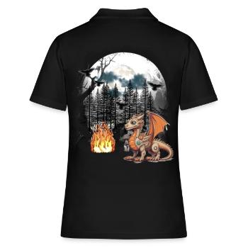 Drache Drachen Fabel Mittelalter Märchen Myth Wald - Frauen Polo Shirt - Schwarz - Hinten - Ailine (174cm)