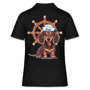 maritim Steuerrad Steuermann Dackel Matrose Kind - Frauen Polo Shirt - Schwarz - Hinten - Ailine (174cm)