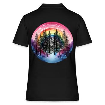 Regenbogen Wald Natur Naturliebhaber Fichten Baum - Frauen Polo Shirt - Schwarz - Hinten - Ailine (174cm)