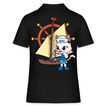 Cat Cats Voilier Navires Volant - Polo Femme - noir - Dos - Ailine (174cm)