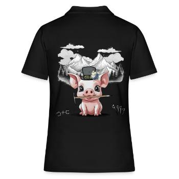 Piglet Mountains Mountaineers Mountaineers Mountains Nature - Women's Polo Shirt - black - Back - Ailine (174cm)