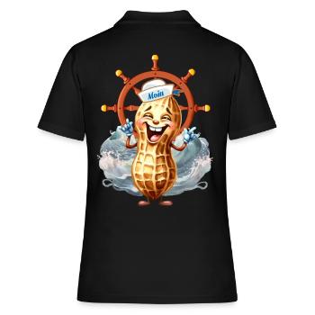 Erdnuss fröhlich Steuermann segeln Seemann Matrose - Frauen Polo Shirt - Schwarz - Hinten - Ailine (174cm)