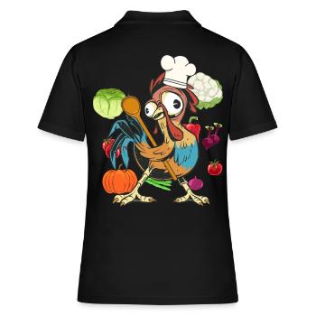 Poulet Coq Cuisinier Cuisiniers Cuisinier Arts culinaires Légumes - Polo Femme - noir - Dos - Ailine (174cm)