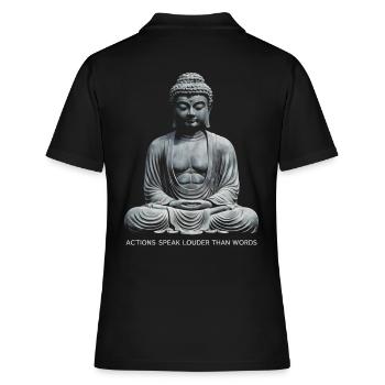 Citation de Bouddha Les actions parlent plus fort que les mots - Polo Femme - noir - Dos - Ailine (174cm)