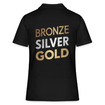 Bronze Silber Gold - Frauen Polo Shirt - Schwarz - Hinten - Ailine (174cm)