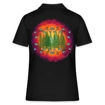 Wald Natur Fichten Nadelwald Bäume Baum - Frauen Polo Shirt - Schwarz - Hinten - Ailine (174cm)
