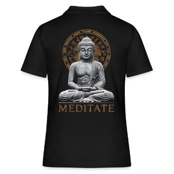 Meditieren Sie Buddha spirituell - Frauen Polo Shirt - Schwarz - Hinten - Ailine (174cm)