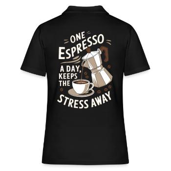 Un expresso par jour éloigne le stress - Polo Femme - noir - Dos - Ailine (174cm)