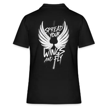 Breite deine Flügel aus und fliege Engelsflügel - Frauen Polo Shirt - Schwarz - Hinten - Ailine (174cm)