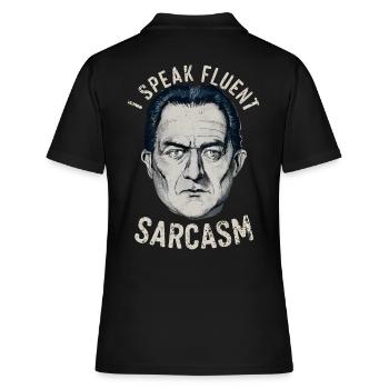 Ich spreche fließend Sarkasmus - Frauen Polo Shirt - Schwarz - Hinten - Ailine (174cm)