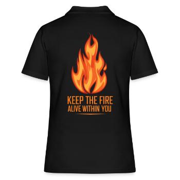 Garde le feu vivant en toi, Flamme - Polo Femme - noir - Dos - Ailine (174cm)