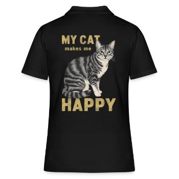 Mon chat me rend heureuse - Polo Femme - noir - Dos - Ailine (174cm)