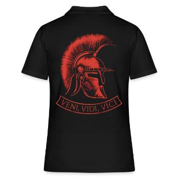 VENI VIDI VICI Julius Caesar roter Helm - Frauen Polo Shirt - Schwarz - Hinten - Ailine (174cm)