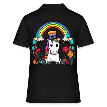 LGBT Rainbow Unicorn Rainbow Flag - Women's Polo Shirt - black - Back - Ailine (174cm)