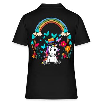 LGBT Rainbow Rainbow Flag Unicorn - Women's Polo Shirt - black - Back - Ailine (174cm)