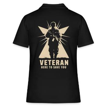 Veteran hier, um dich zu retten - Frauen Polo Shirt - Schwarz - Hinten - Ailine (174cm)