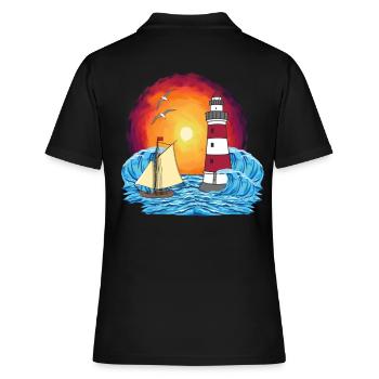 Leuchtturm Segelschiff maritim Schiffe Schiff - Frauen Polo Shirt - Schwarz - Hinten - Ailine (174cm)