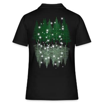 Wald Natur Spiegelung Naturliebhaber Fichten Bäume - Frauen Polo Shirt - Schwarz - Hinten - Ailine (174cm)