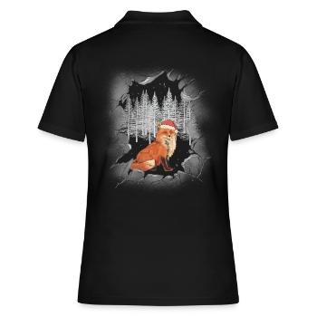 Christmas Fuchs Nikolaus Waldbewohner Santa - Frauen Polo Shirt - Schwarz - Hinten - Ailine (174cm)