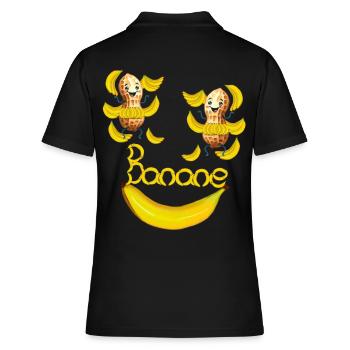 Erdnüsse Erdnuss Banane Bananen - Frauen Polo Shirt - Schwarz - Hinten - Ailine (174cm)