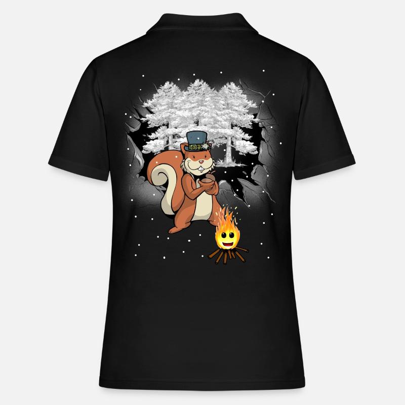 Winter Wald Eichhörnchen Kinder - Frauen Polo Shirt - Schwarz