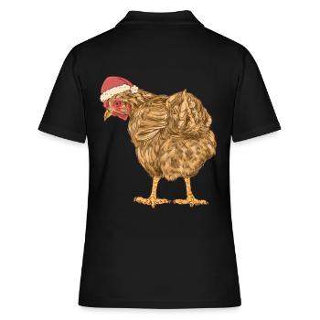 Huhn Nikolaus Henne Weihnachtsmann Federvieh Xmas - Frauen Polo Shirt - Schwarz - Hinten - Ailine (174cm)