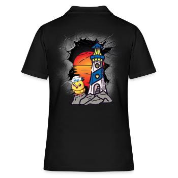 Seefahrt Matrosen Küken Leuchtturm maritim - Frauen Polo Shirt - Schwarz - Hinten - Ailine (174cm)