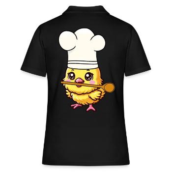 Cuisinier Cuisiniers Cuisinier Cuisinier Poulet poussin - Polo Femme - noir - Dos - Ailine (174cm)