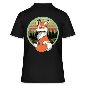 Retro Fuchs Füchse Vintage 80er 90er Füchsin - Frauen Polo Shirt - Schwarz - Hinten - Ailine (174cm)