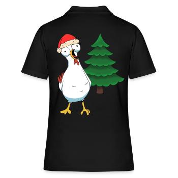 Santa Huhn Hühner Weihnachtsmann Hühnerstall - Frauen Polo Shirt - Schwarz - Hinten - Ailine (174cm)