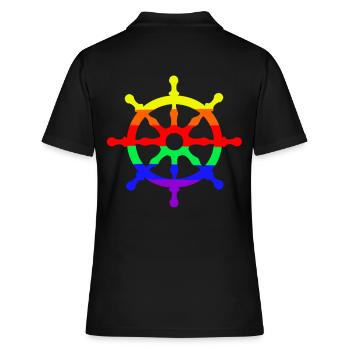 Volant LGBT Gay Pride Maritime Ahoy - Polo Femme - noir - Dos - Ailine (174cm)